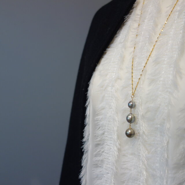 14kgf 黒蝶真珠 ペンダントネックレス