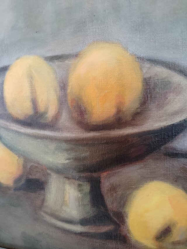 あんずと花瓶。オリジナル油絵。フレームあり。 | iichi 日々の暮らし