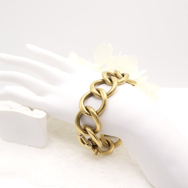 【フランス買付】ヴィンテージ ゴールドトーン チェーンリングブレスレット＊Bold Minimal Elegance1970s