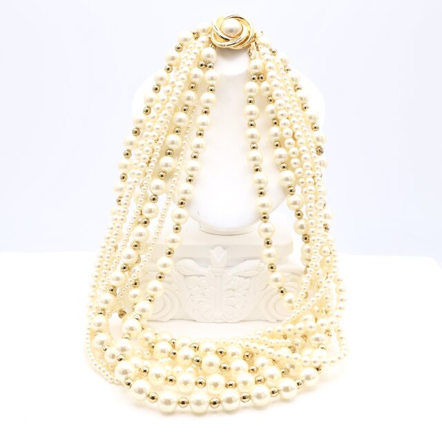 【CAROLEE 】 ヴィンテージ マルチストランド フェイクパールネックレス＊Timeless Elegance1980s