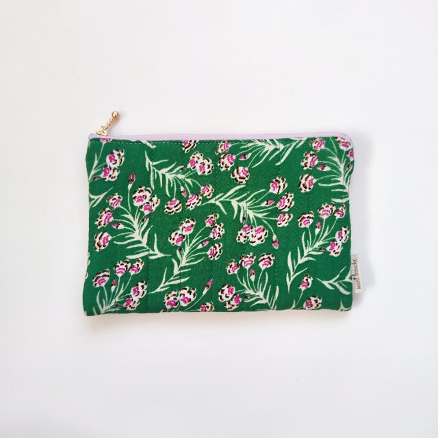 フランス製キルティング生地・フラットポーチ（lavender：ラベンダー）