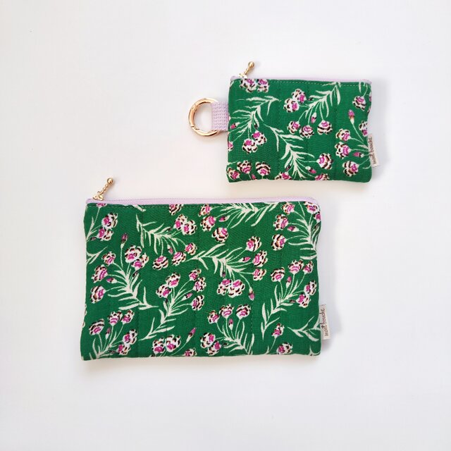 フランス製キルティング生地・フラットポーチ（lavender：ラベンダー