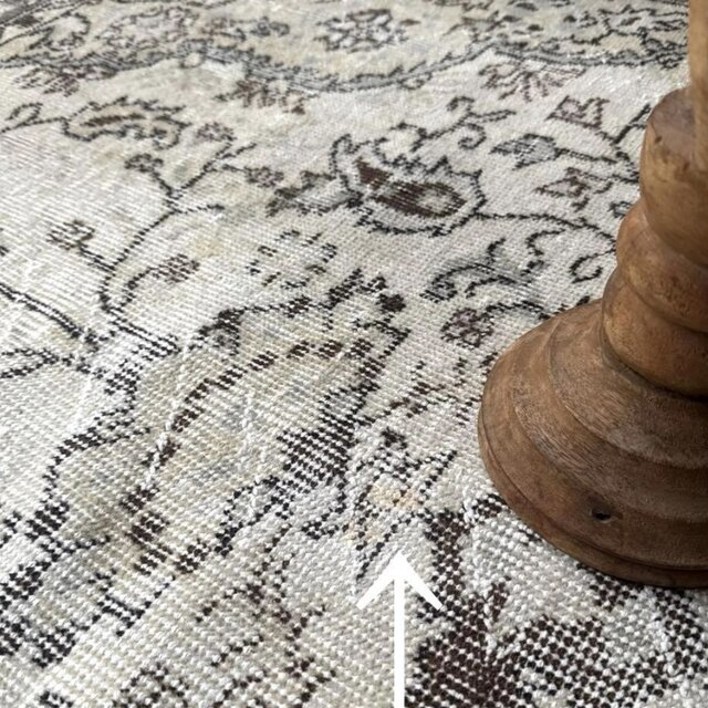 超大判161×285 メダリオン グレイ×クリーム トルコヴィンテージラグ