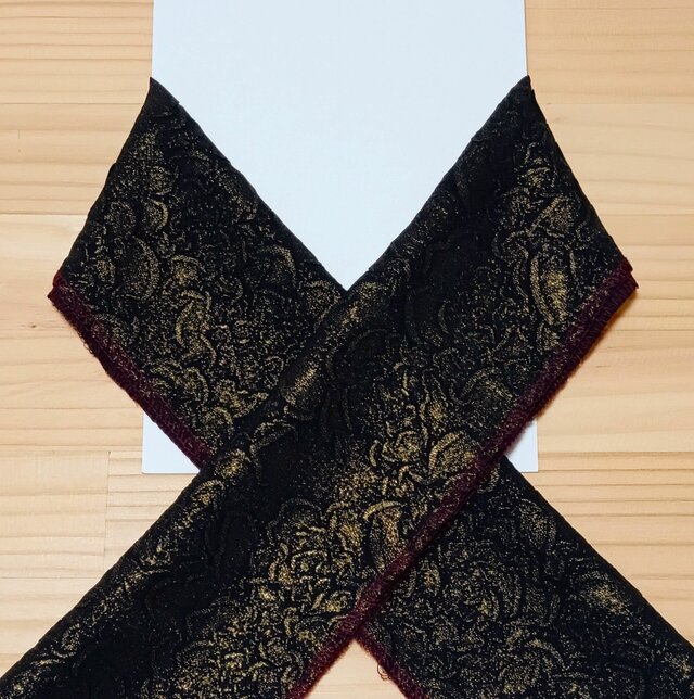 大人の差し色　高級フォーマル生地　アンティークゴールド　半襟　特殊加工生地【生地見本あり】