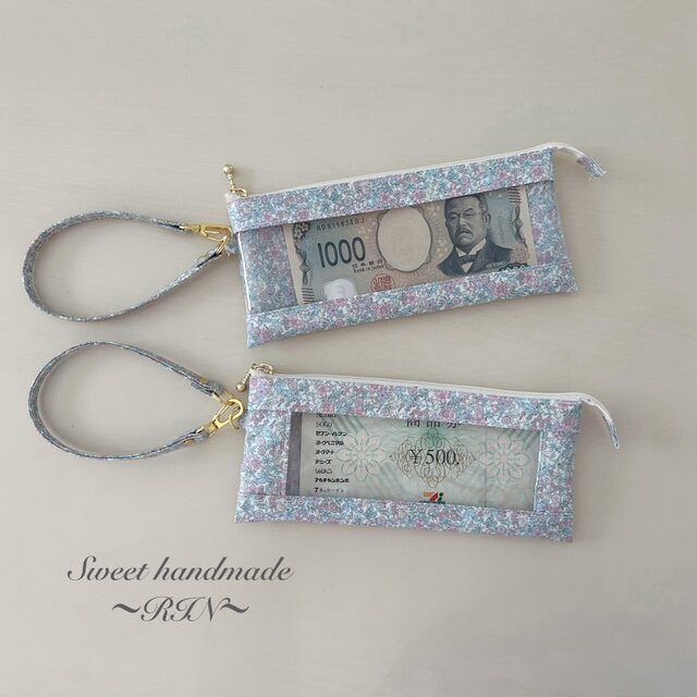 商品券・紙幣をすっきり管理＊ラミネート・透明窓ポーチ｜デコレクションズ【A tiny flower（タイニーフラワー）】