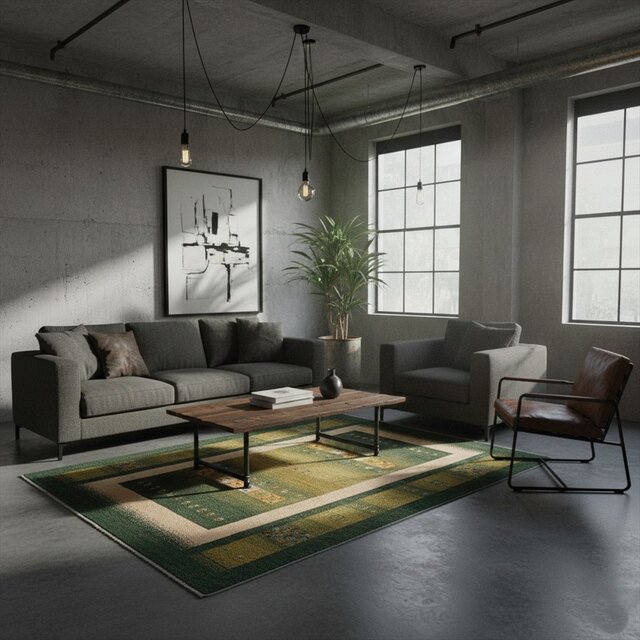 ペルシャ ギャッベ リビング ラグ 198x155cm 緑色 黄緑色 パネル ヤギ