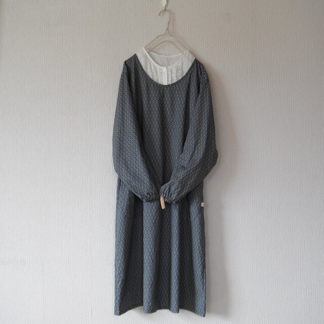 木綿のかっぽう着　濃紺柄