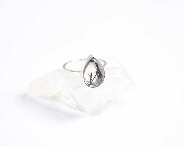 ブラックルチルクォーツ（黒針水晶）のシルバーリング シルバー925