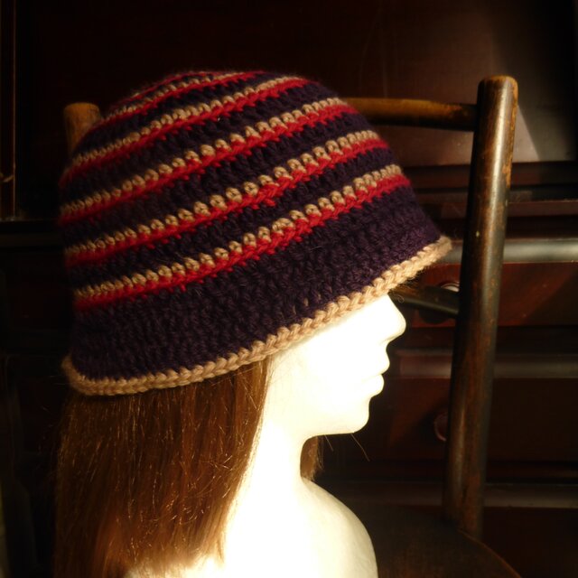 ボーダー柄のクロッシェ