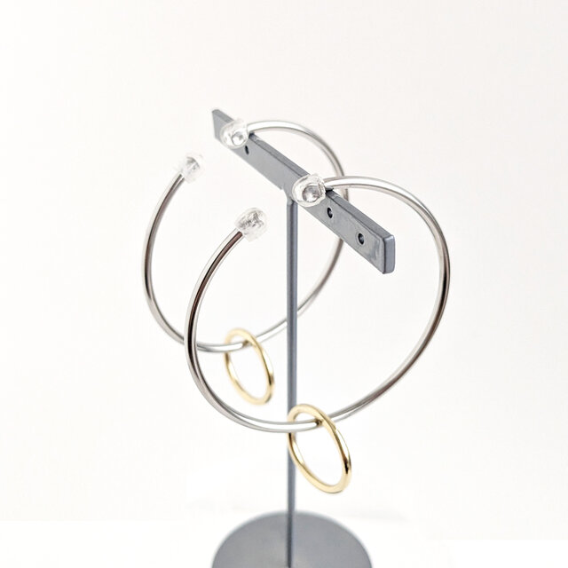 SUS316＊4.5cmフープイヤーカフ[Two-tone ring/Silver hoop]バイカラー