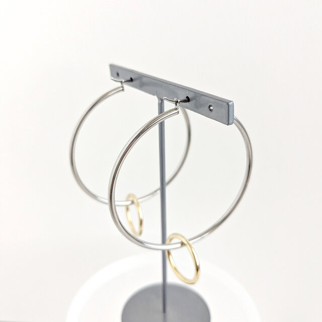 SUS316＊4.5cmフープピアス[Two-tone ring/Silver hoop]バイカラー