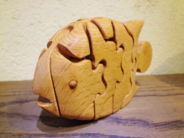 木の立体動物パズル Ani Woods さかな Iichi ハンドメイド クラフト作品 手仕事品の通販