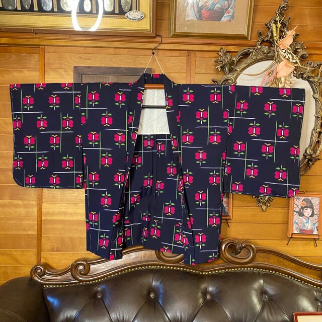 和洋折衷アンサンブル着物リメイクワンピース 帯サッシュベルト付き