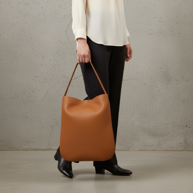 本革ショルダートート｜キャメルブラウン｜イタリアンレザー・A4サイズ収納可