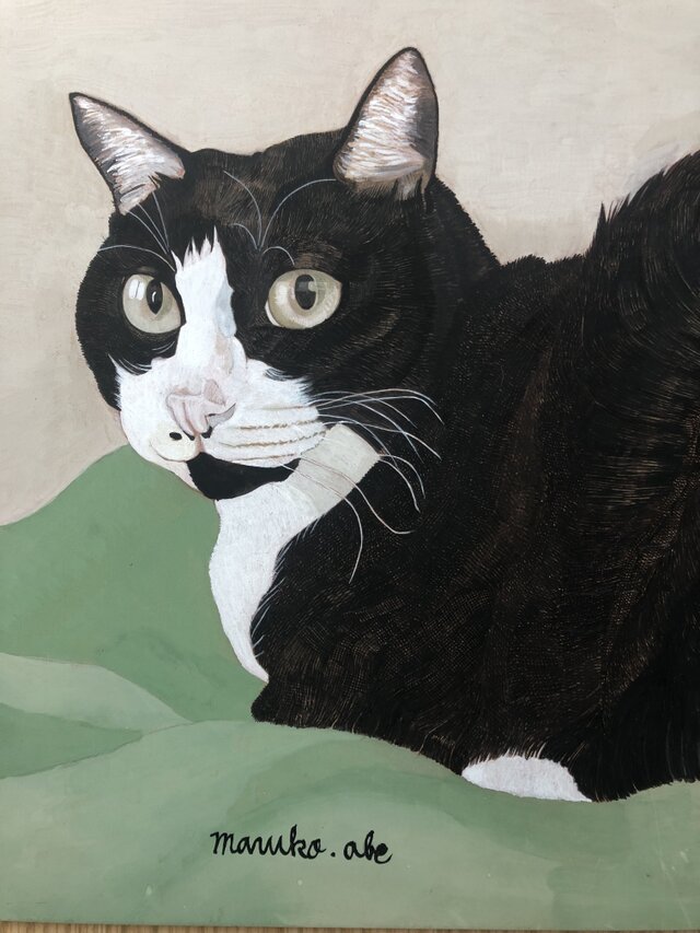 猫イラスト「ウメ14」原画 | iichi 日々の暮らしを心地よくする