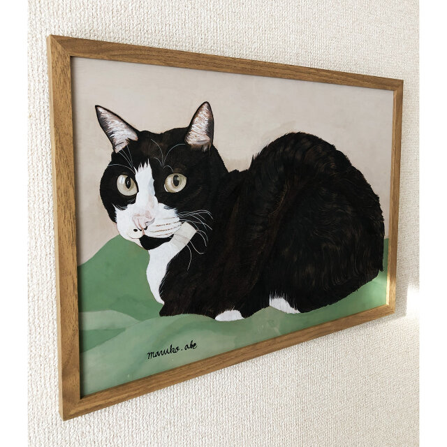 ぷうあページ　猫　原画　絵画　イラスト 猫イラスト「ウメ14」原画 | iichi 日々の暮らしを心地よくする