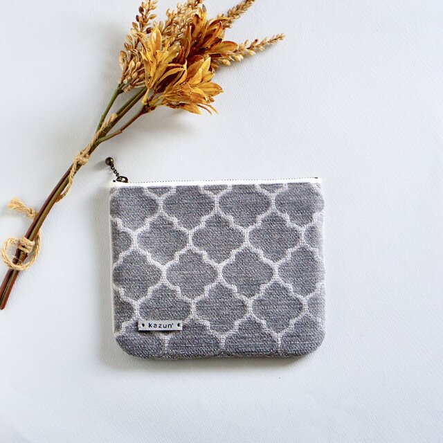 スペイン製エンボスのモロッカン柄スクエアポーチ16cm