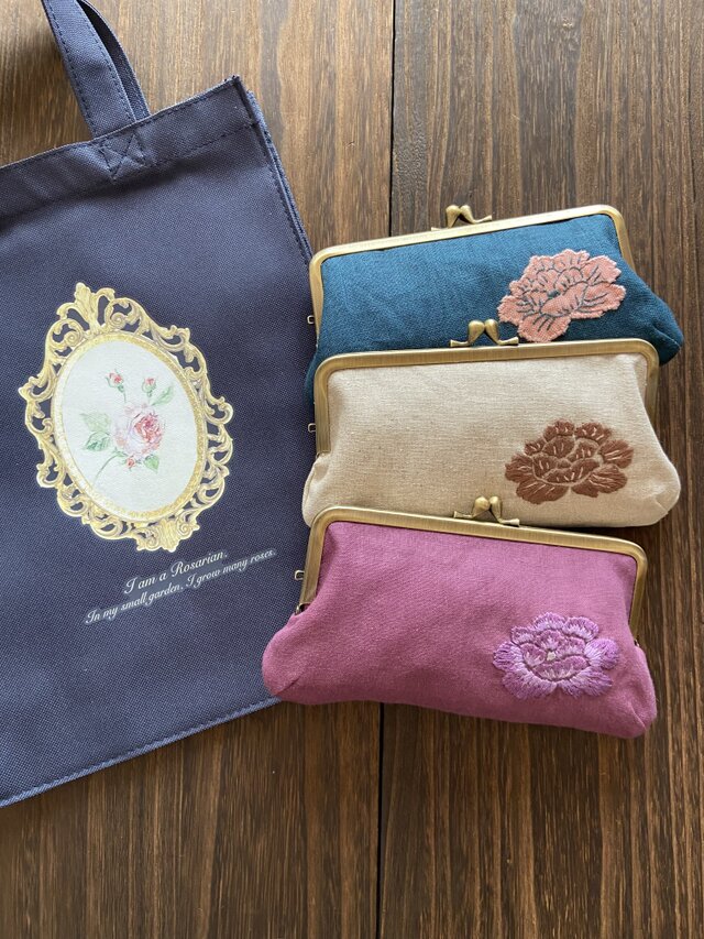 ポーチ | 牡丹刺繍（鮫小紋） | iichi 日々の暮らしを心地よくする
