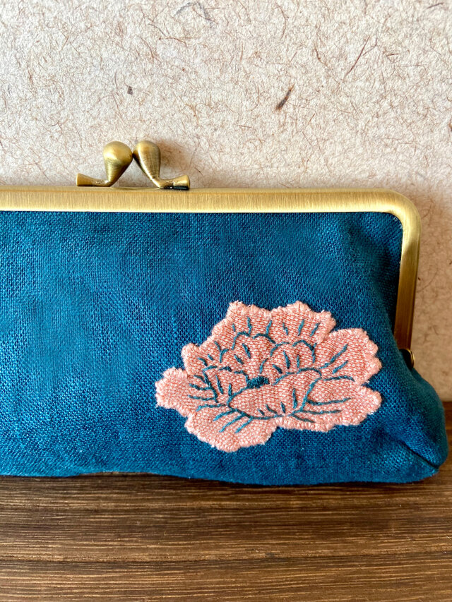 ポーチ | 牡丹刺繍（鮫小紋） | iichi 日々の暮らしを心地よくする