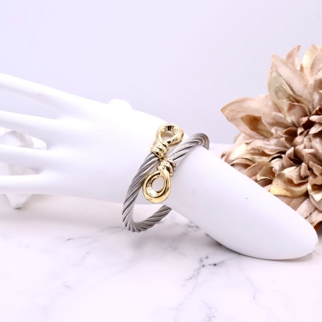 【Philippe Charriol】スチール×ゴールドトーン バングル＊Modern Elegance 1980s