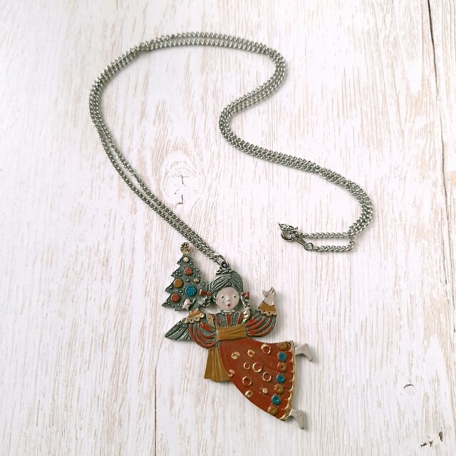 あ*ん様 【純銀】クリスマス 限定 カラー KÜHN》 angel with christmas tree pewter キューン ピューター