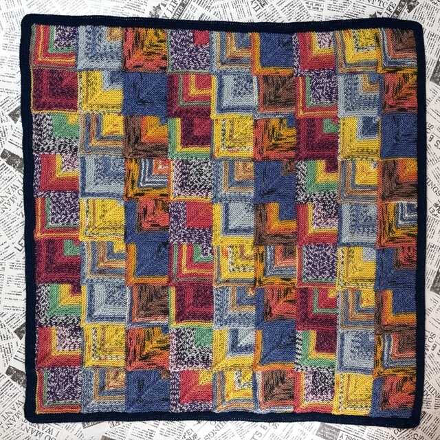 ドミノ編みのブランケット　おくるみ　膝掛け　手編み　　OPALの