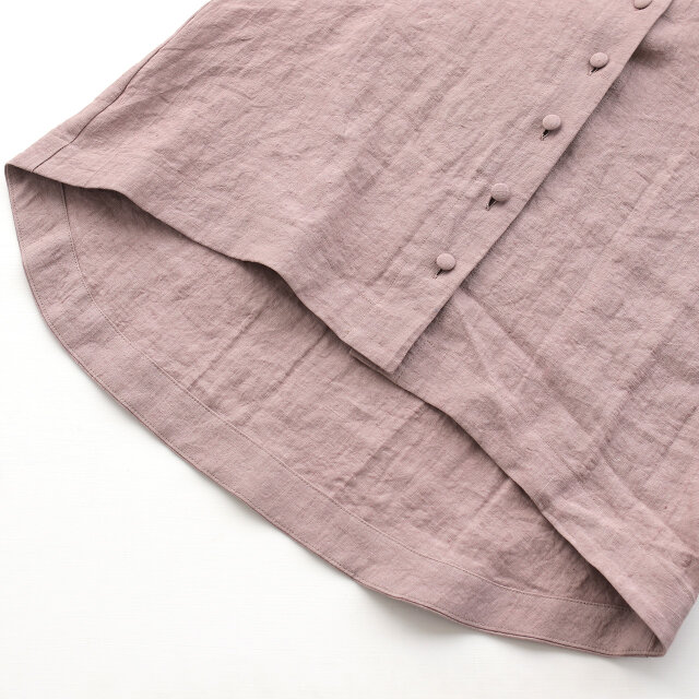 冬も心地いい ✦ 桐七炊きリネン100% バンドカラーブラウス（ダスティ