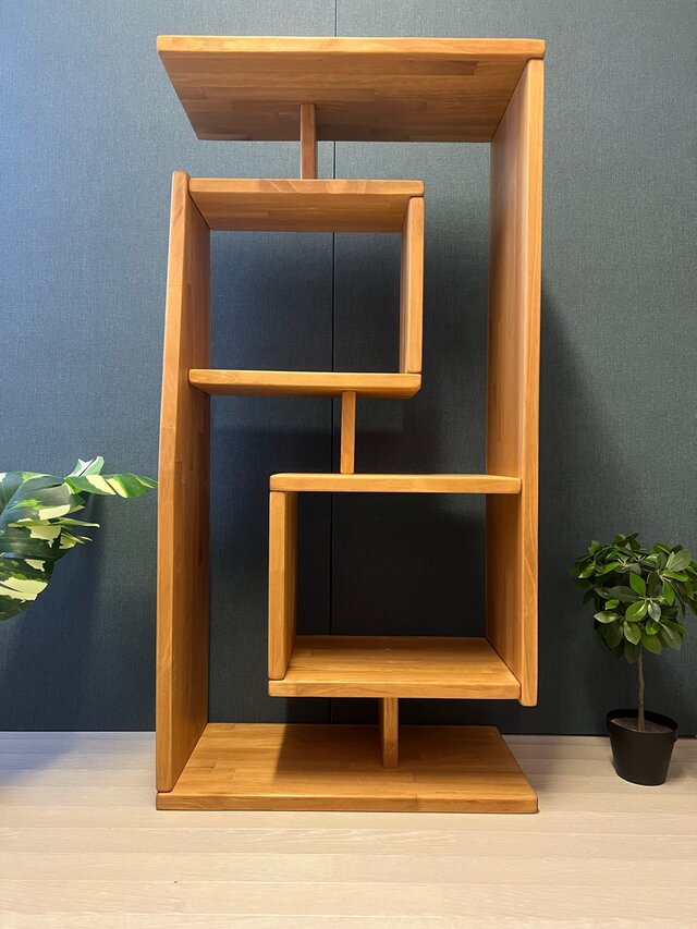 送料無料】 オープンラック ボックス アシンメトリー 120cm パイン