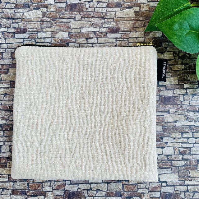 カンタ刺繍風オニオオハシ風南国風フラットポーチ／ぺたんこポーチ