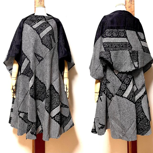 絞りのアンサンブルワンピース　着物リメイク