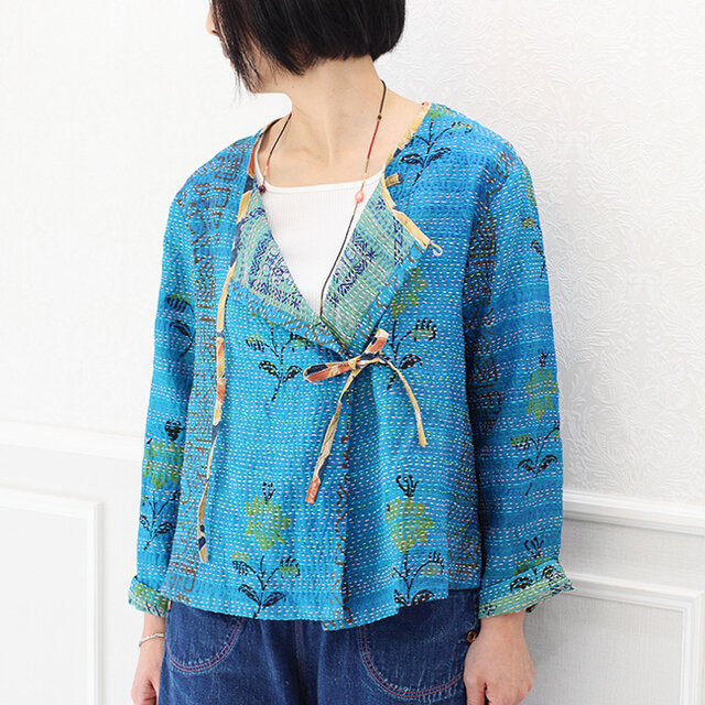 カンタ刺繍シルクのリボンブラウスジャケット【D】 | iichi 日々の