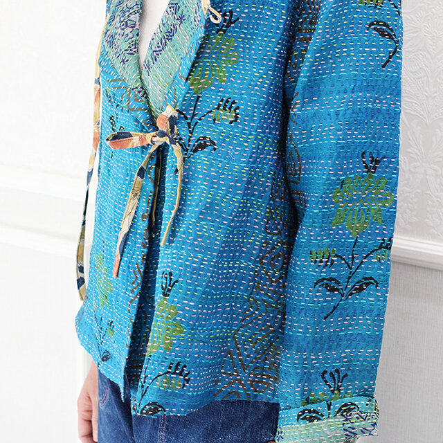カンタ刺繍シルクのリボンブラウスジャケット【D】 | iichi 日々の