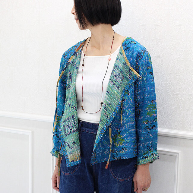 カンタ刺繍シルクのリボンブラウスジャケット【D】 | iichi 日々の