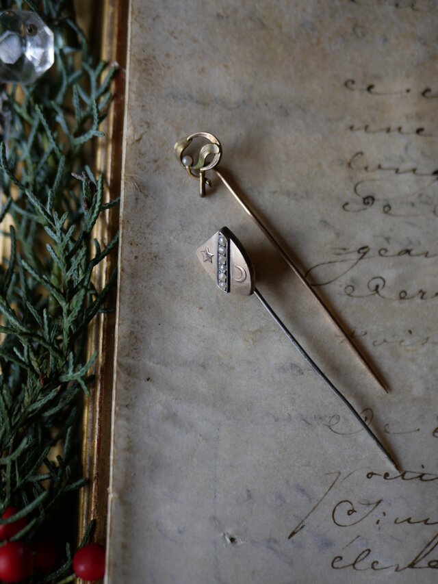 FIX 宿り木 ハットピン フランスアンティーク ヴィンテージ ブロカント