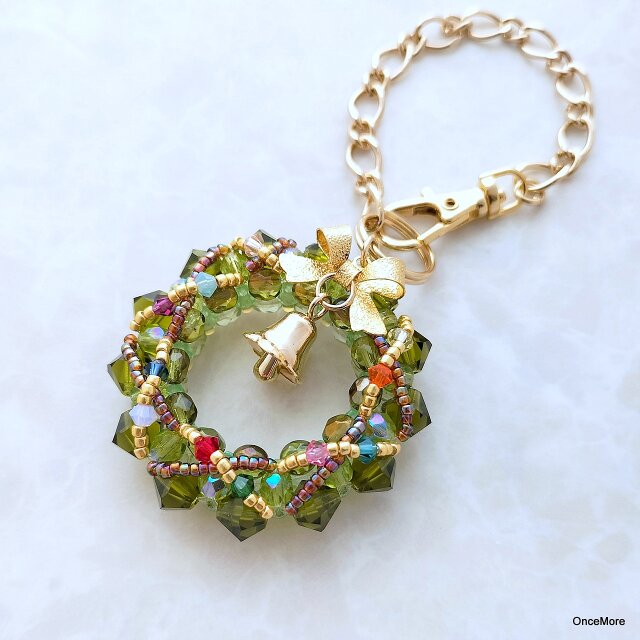 クリスマスリースのバッグチャームⅣ