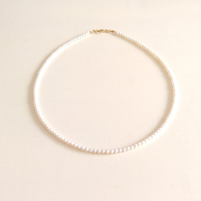 3㎜ベビー淡水パールネックレス（K14GF ）