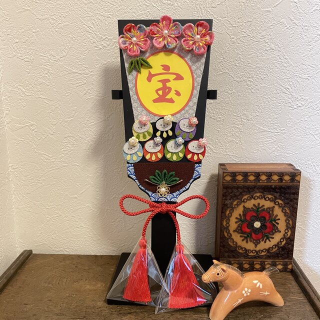 羽子板 お正月 七福神 ダルマ つまみ細工 お祝い