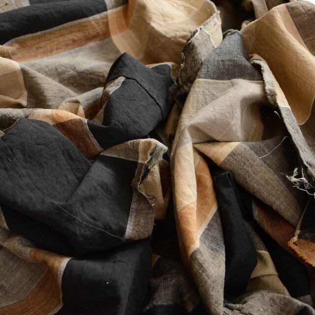 古布 木綿 リメイク素材 布団皮 格子模様 ジャパンヴィンテージ ファブリック テキスタイル 昭和レトロ