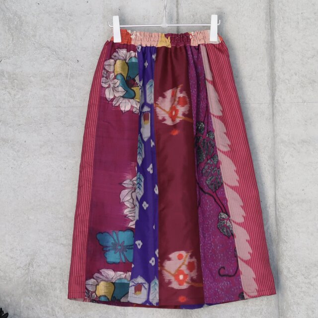 銘仙のスカート 　　着物リメイク