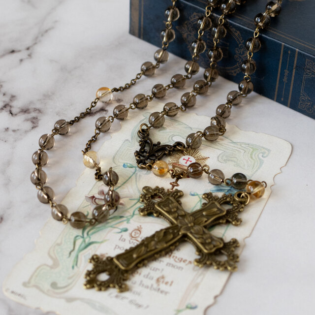 スモーキークォーツ×シトリンのロザリオ