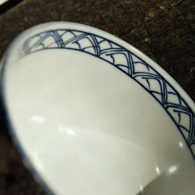 微塵子柄で素敵◇有田焼 半之丞窯 染付深鉢 工芸品 和 碗 昭和期以降