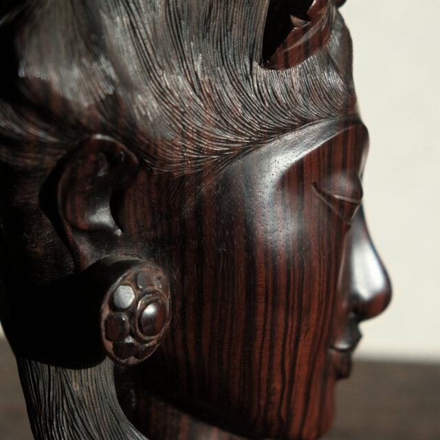 インドネシア・バリ島産◇木彫りの女神 鳥 オブジェ インテリア 工芸品