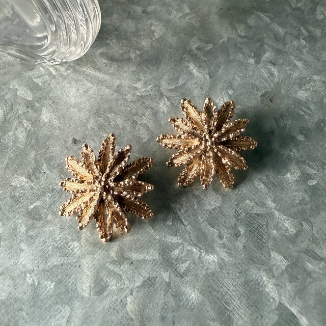 YA203-【 AVON 】エイボン・ヴィンテージイヤリング 1972 "Starflower" Gold Tone