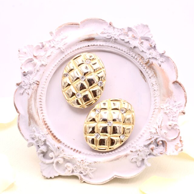 【JERVAL】ローランオリビエ  キルティングイヤリング＊Vintage Timeless Elegance 1980s