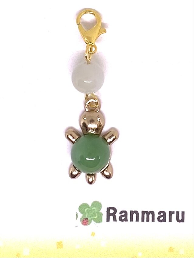 ムーンストーン/パワーストーン/天然石/誕生石/海亀/ホヌ/可愛い/ストラップ/キーホルダー⭐️