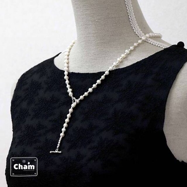 Y字淡水パールネックレス60cm