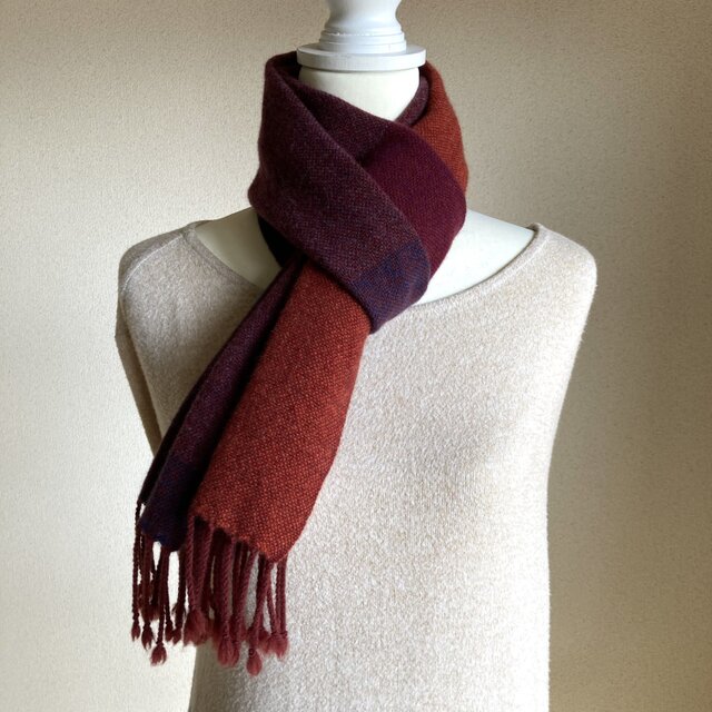 【手織り】ラムウールのマフラー・送料無料・