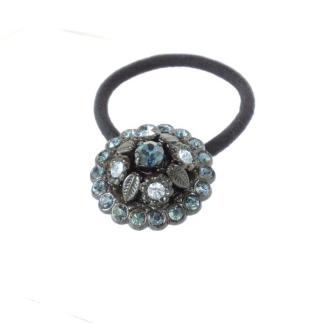 フランス 飾りボタン ヘアゴム ブルー [mazh-002]
