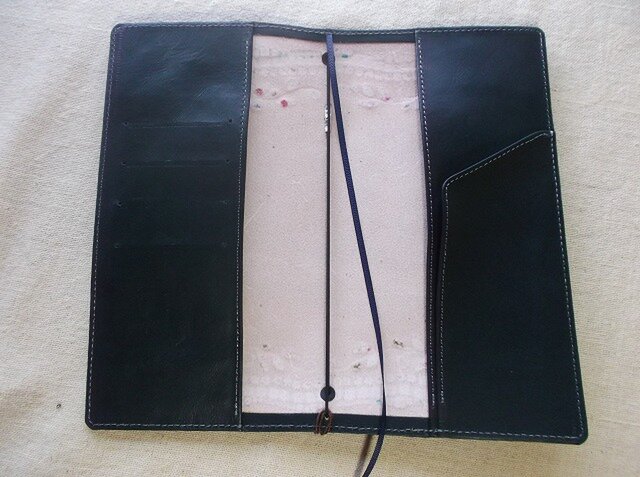 トラベラーズノートカバー 牛革、刻印＆拭き染め カードポケット付き