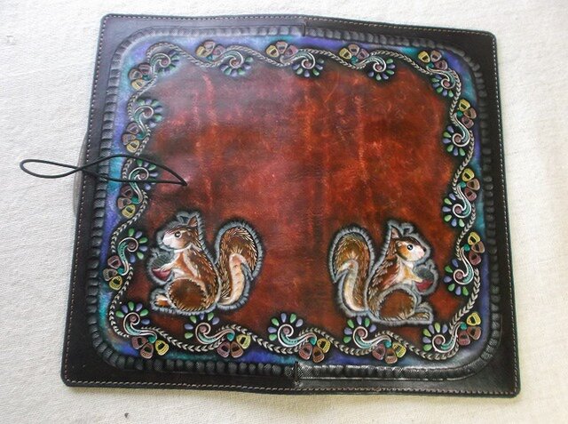 トラベラーズノートカバー 牛革、刻印＆拭き染め カードポケット付き